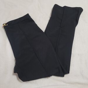 Womens Black Pants Shein Curve 1X Office Dress Slacks Trousers Gold Chain Detail